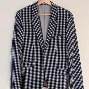 Topman blue navy plaid suit jacket- 38r
